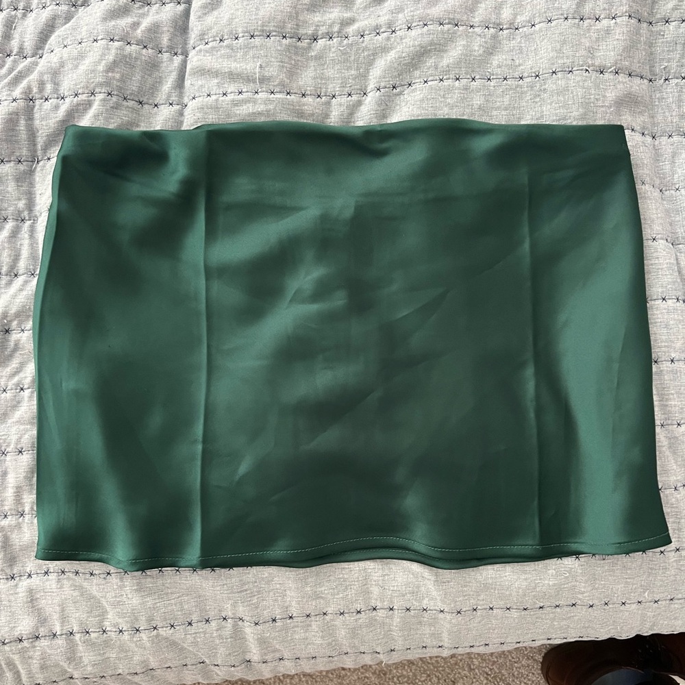 Elegant Green Satin Tube Top